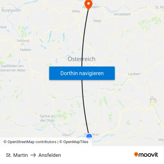 St. Martin to Ansfelden map