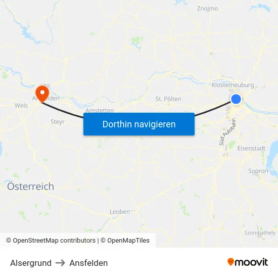 Alsergrund to Ansfelden map