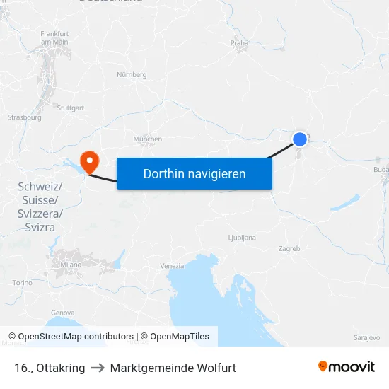 16., Ottakring to Marktgemeinde Wolfurt map