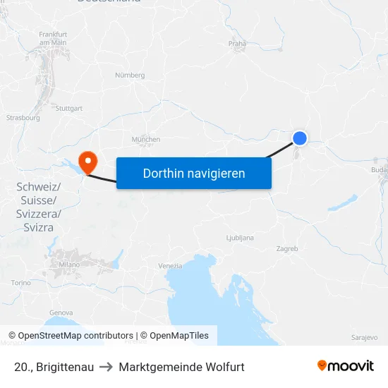 20., Brigittenau to Marktgemeinde Wolfurt map