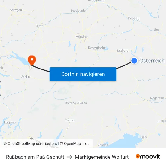 Rußbach am Paß Gschütt to Marktgemeinde Wolfurt map
