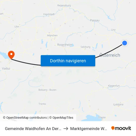 Gemeinde Waidhofen An Der Ybbs to Marktgemeinde Wolfurt map