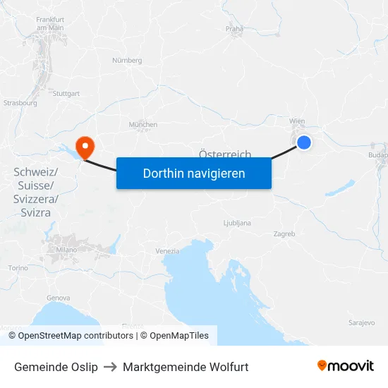 Gemeinde Oslip to Marktgemeinde Wolfurt map