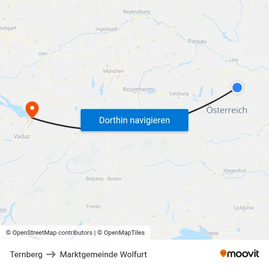 Ternberg to Marktgemeinde Wolfurt map