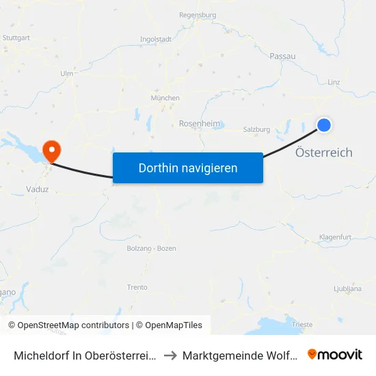 Micheldorf In Oberösterreich to Marktgemeinde Wolfurt map