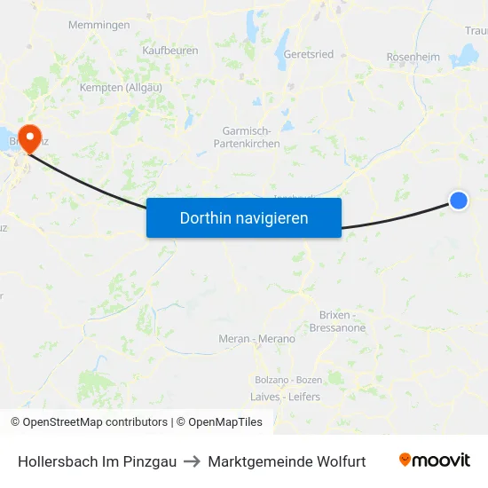 Hollersbach Im Pinzgau to Marktgemeinde Wolfurt map