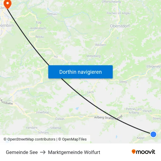 Gemeinde See to Marktgemeinde Wolfurt map