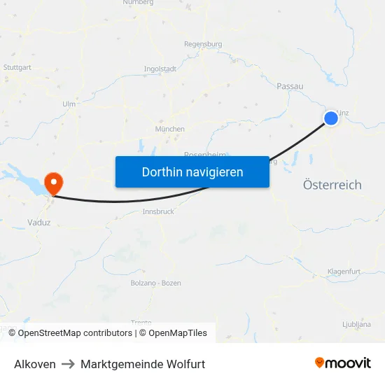Alkoven to Marktgemeinde Wolfurt map