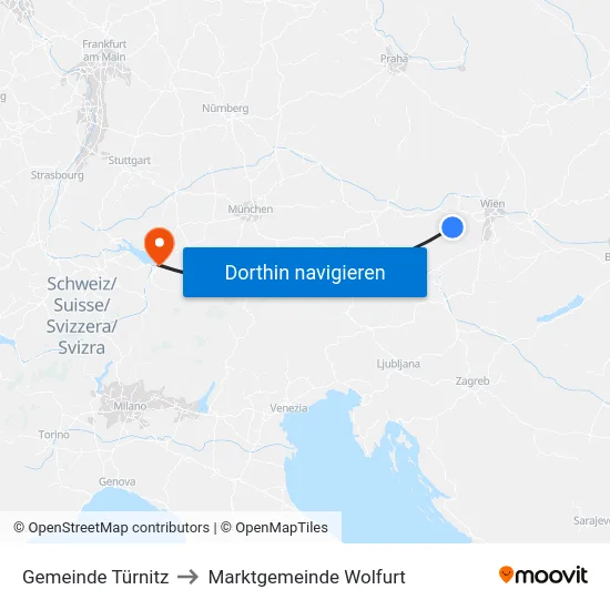 Gemeinde Türnitz to Marktgemeinde Wolfurt map
