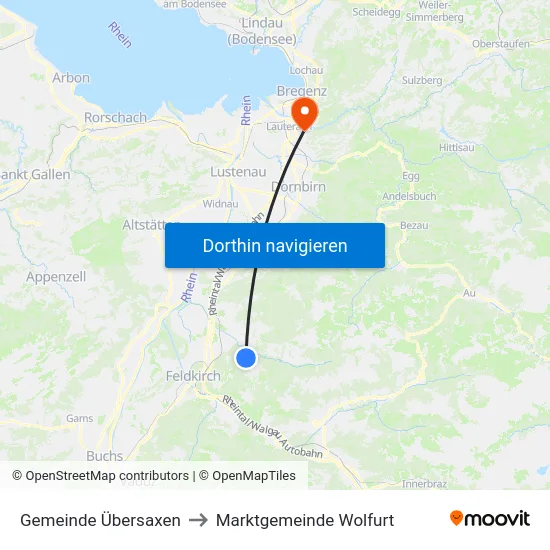 Gemeinde Übersaxen to Marktgemeinde Wolfurt map
