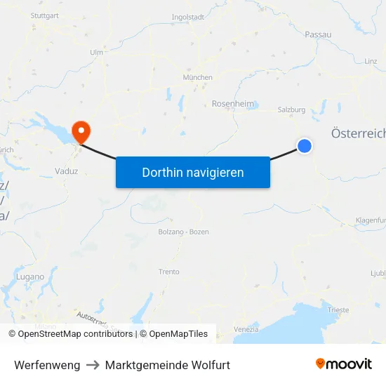 Werfenweng to Marktgemeinde Wolfurt map