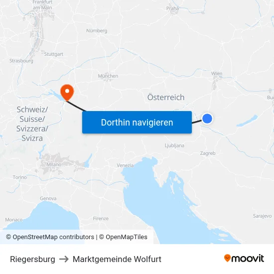 Riegersburg to Marktgemeinde Wolfurt map