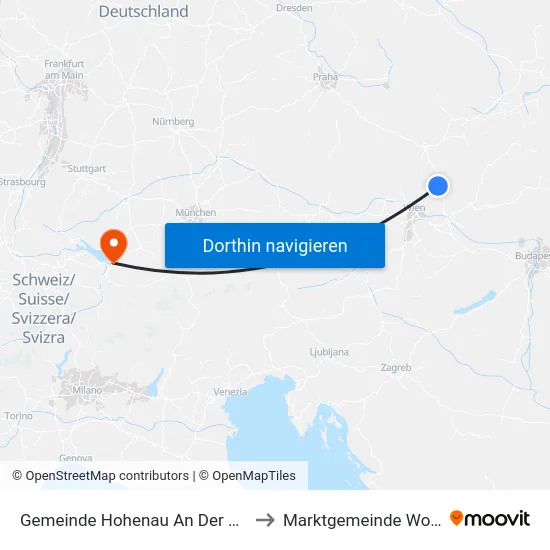 Gemeinde Hohenau An Der March to Marktgemeinde Wolfurt map