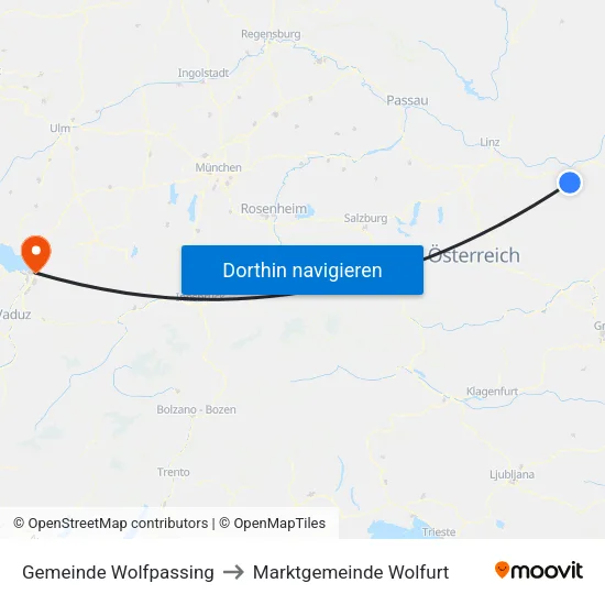 Gemeinde Wolfpassing to Marktgemeinde Wolfurt map