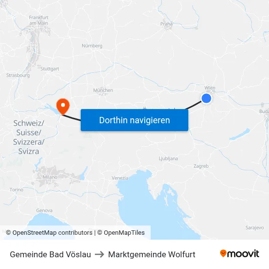 Gemeinde Bad Vöslau to Marktgemeinde Wolfurt map
