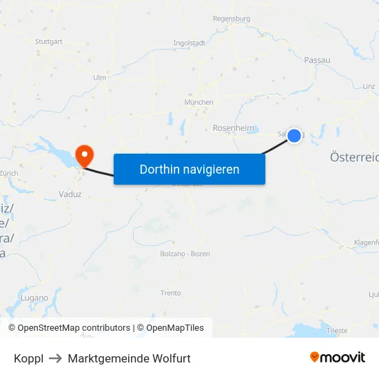 Koppl to Marktgemeinde Wolfurt map