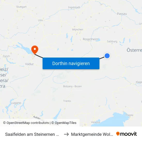 Saalfelden am Steinernen Meer to Marktgemeinde Wolfurt map