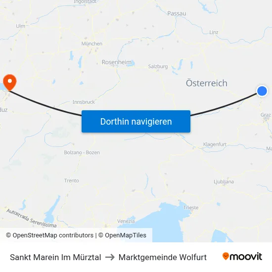 Sankt Marein Im Mürztal to Marktgemeinde Wolfurt map