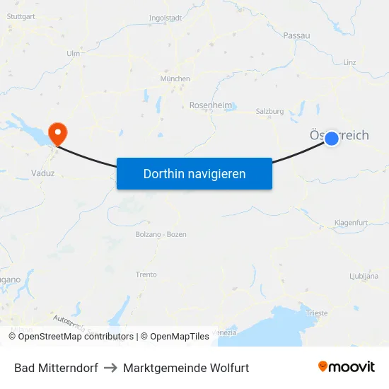 Bad Mitterndorf to Marktgemeinde Wolfurt map