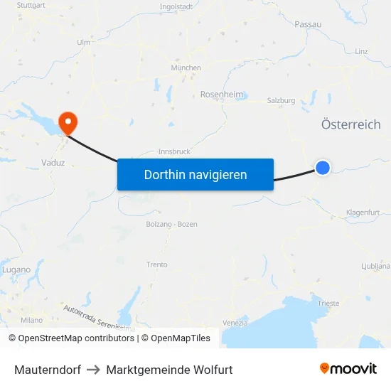 Mauterndorf to Marktgemeinde Wolfurt map