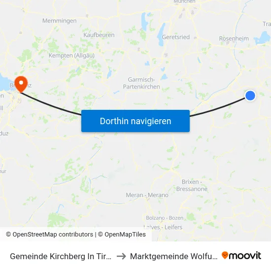 Gemeinde Kirchberg In Tirol to Marktgemeinde Wolfurt map