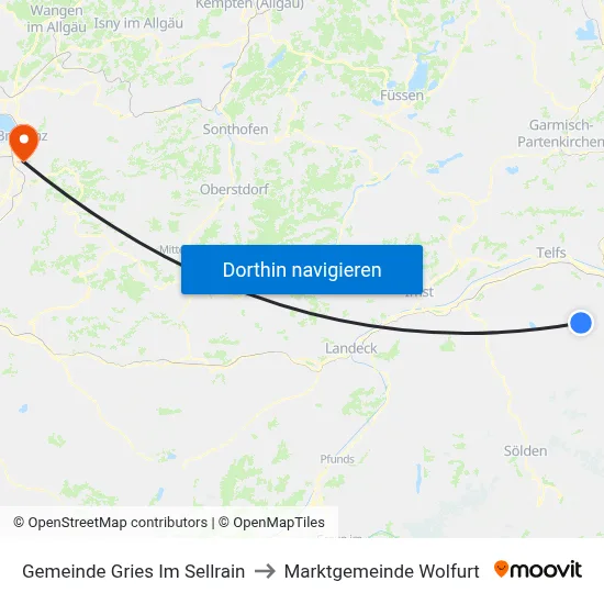 Gemeinde Gries Im Sellrain to Marktgemeinde Wolfurt map