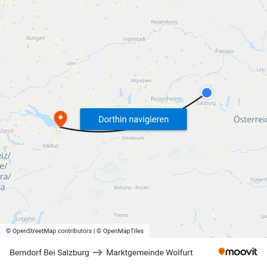 Berndorf Bei Salzburg to Marktgemeinde Wolfurt map