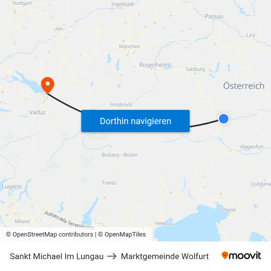 Sankt Michael Im Lungau to Marktgemeinde Wolfurt map