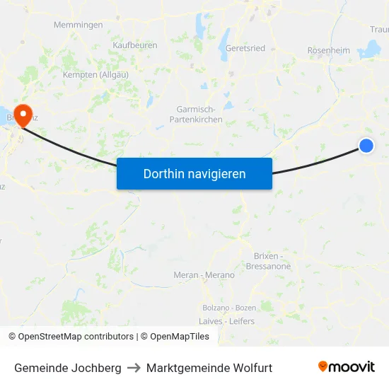 Gemeinde Jochberg to Marktgemeinde Wolfurt map