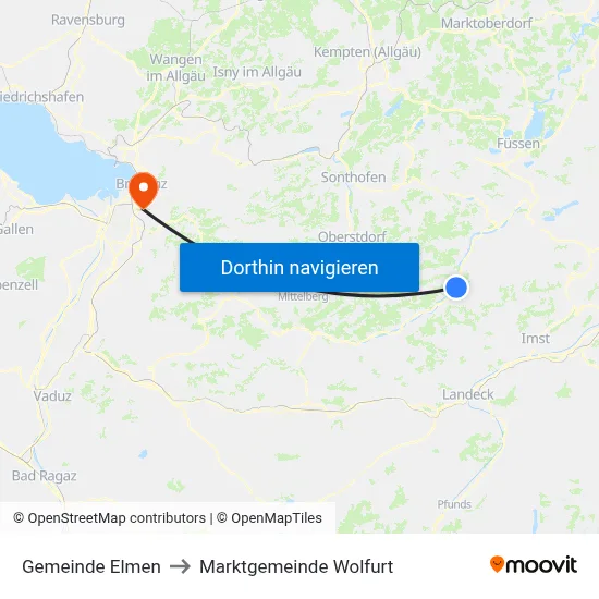 Gemeinde Elmen to Marktgemeinde Wolfurt map