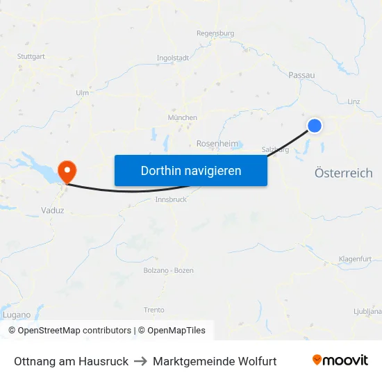 Ottnang am Hausruck to Marktgemeinde Wolfurt map