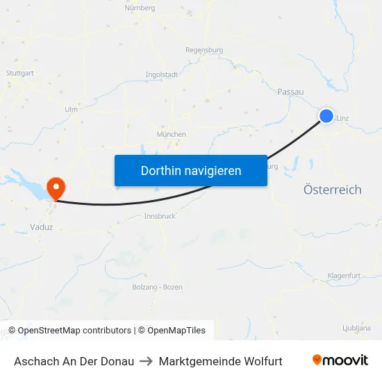 Aschach An Der Donau to Marktgemeinde Wolfurt map
