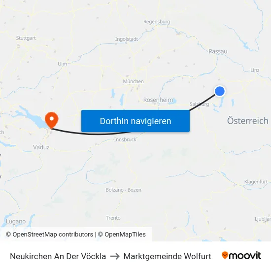 Neukirchen An Der Vöckla to Marktgemeinde Wolfurt map