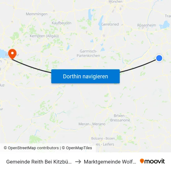 Gemeinde Reith Bei Kitzbühel to Marktgemeinde Wolfurt map