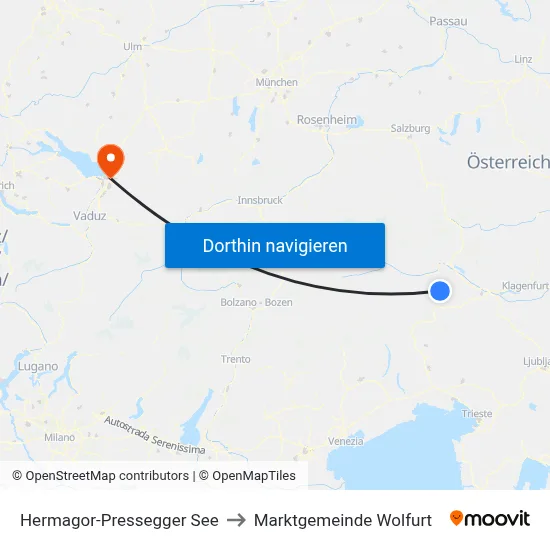 Hermagor-Pressegger See to Marktgemeinde Wolfurt map