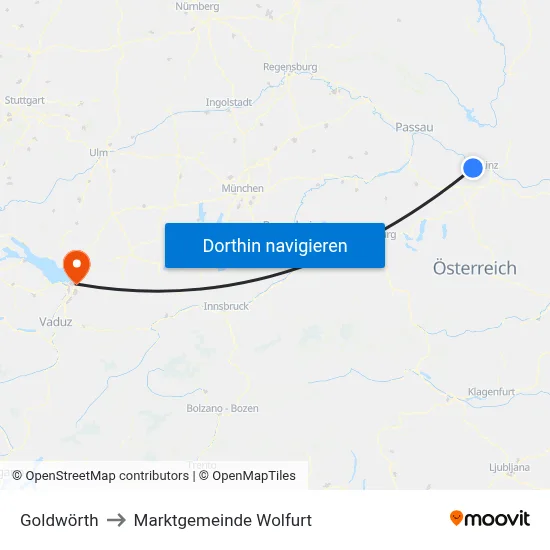 Goldwörth to Marktgemeinde Wolfurt map