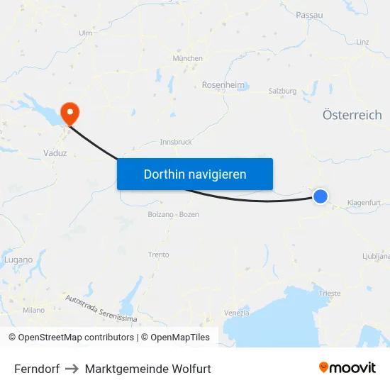 Ferndorf to Marktgemeinde Wolfurt map