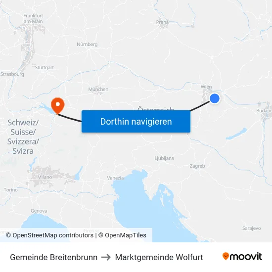 Gemeinde Breitenbrunn to Marktgemeinde Wolfurt map
