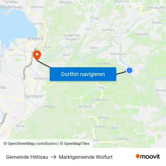 Gemeinde Hittisau to Marktgemeinde Wolfurt map