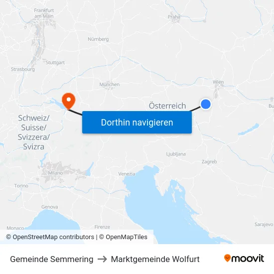 Gemeinde Semmering to Marktgemeinde Wolfurt map