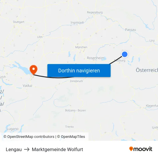 Lengau to Marktgemeinde Wolfurt map