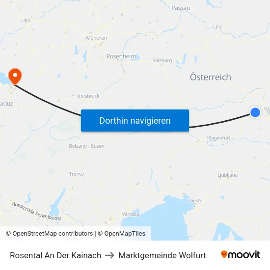Rosental An Der Kainach to Marktgemeinde Wolfurt map