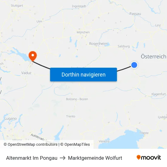 Altenmarkt Im Pongau to Marktgemeinde Wolfurt map