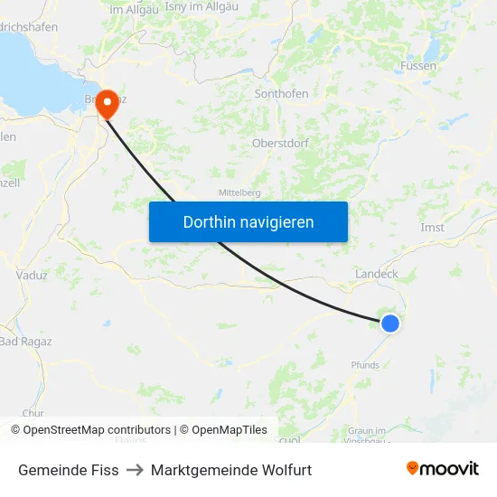 Gemeinde Fiss to Marktgemeinde Wolfurt map