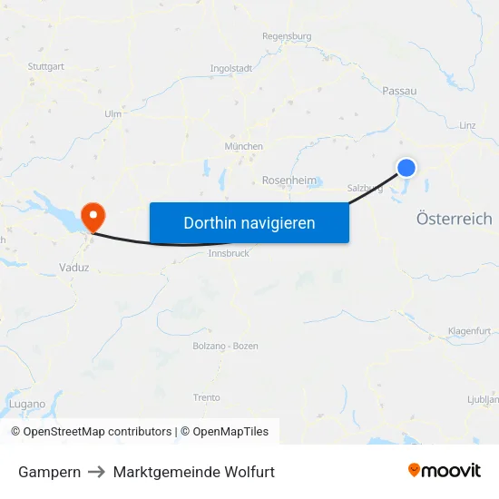 Gampern to Marktgemeinde Wolfurt map