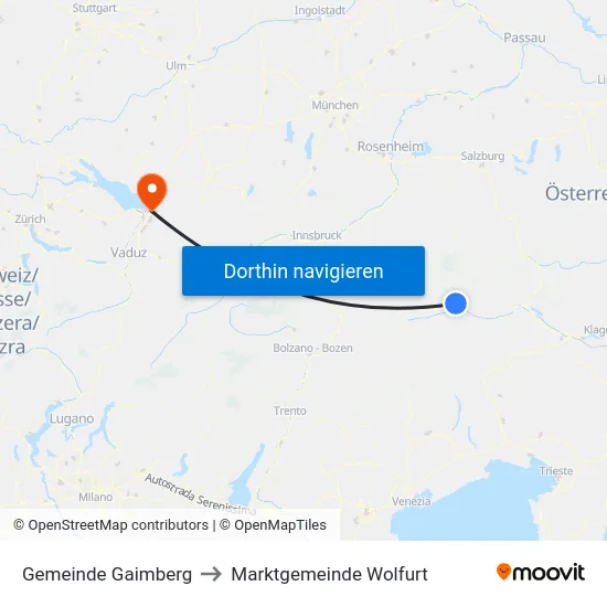 Gemeinde Gaimberg to Marktgemeinde Wolfurt map