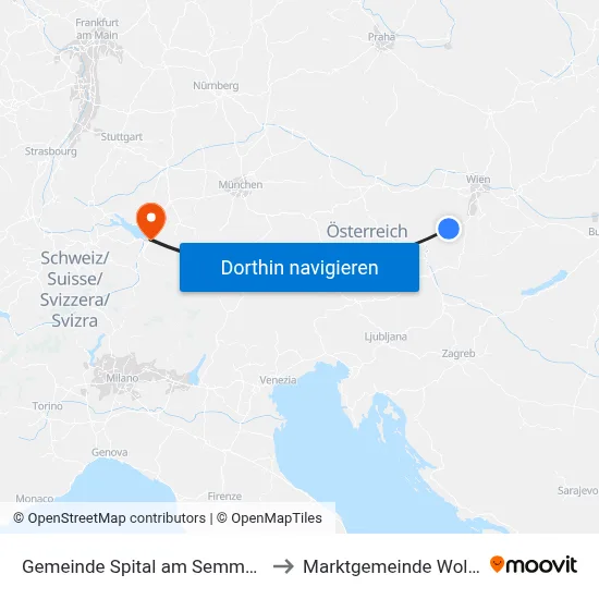 Gemeinde Spital am Semmering to Marktgemeinde Wolfurt map