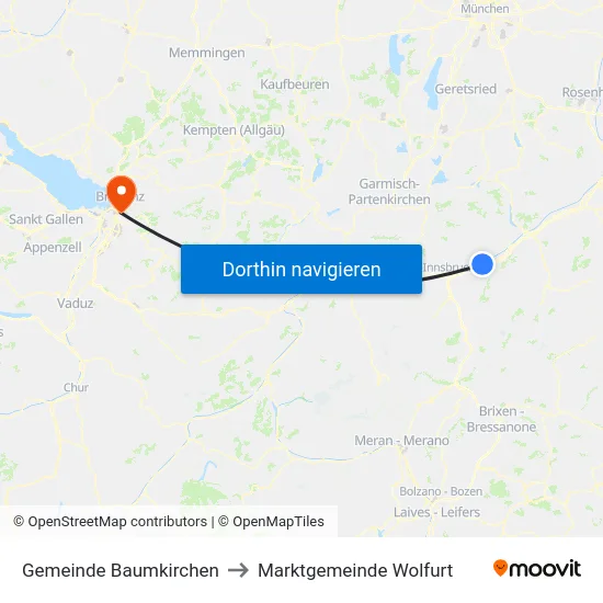 Gemeinde Baumkirchen to Marktgemeinde Wolfurt map