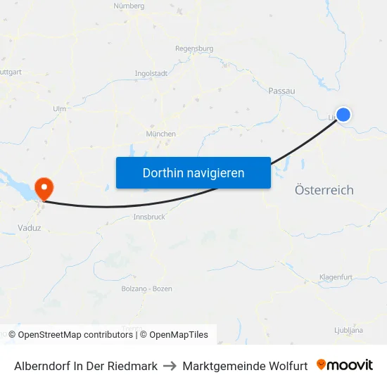 Alberndorf In Der Riedmark to Marktgemeinde Wolfurt map