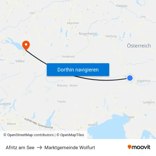 Afritz am See to Marktgemeinde Wolfurt map